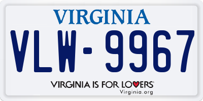 VA license plate VLW9967