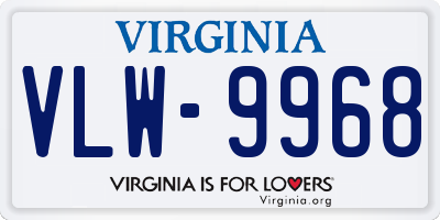 VA license plate VLW9968