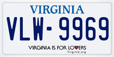 VA license plate VLW9969