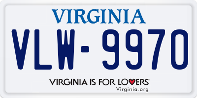 VA license plate VLW9970