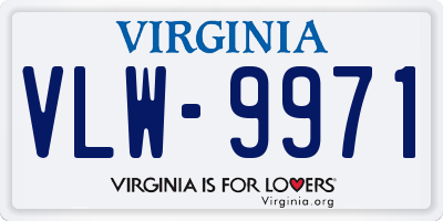 VA license plate VLW9971