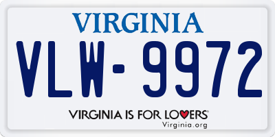 VA license plate VLW9972