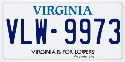 VA license plate VLW9973