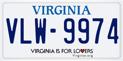 VA license plate VLW9974