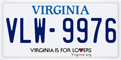 VA license plate VLW9976