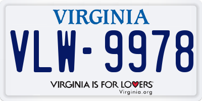 VA license plate VLW9978