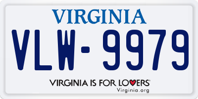 VA license plate VLW9979