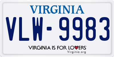 VA license plate VLW9983