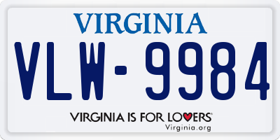 VA license plate VLW9984