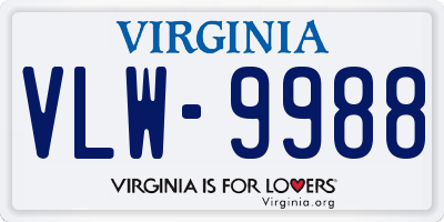 VA license plate VLW9988