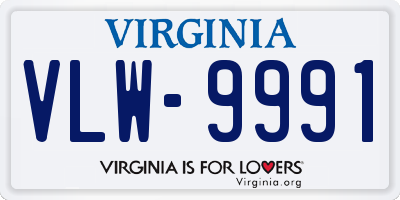 VA license plate VLW9991