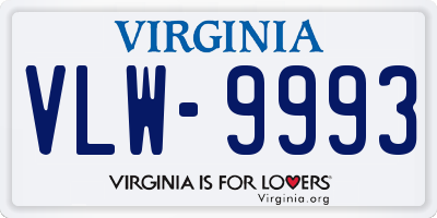 VA license plate VLW9993