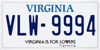 VA license plate VLW9994