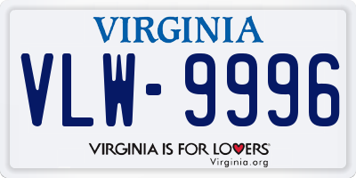 VA license plate VLW9996