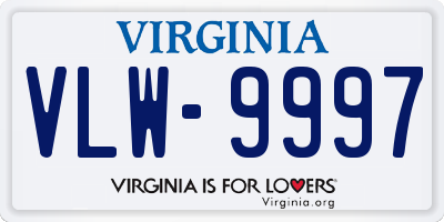 VA license plate VLW9997