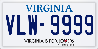 VA license plate VLW9999