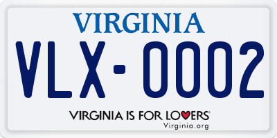 VA license plate VLX0002