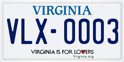 VA license plate VLX0003