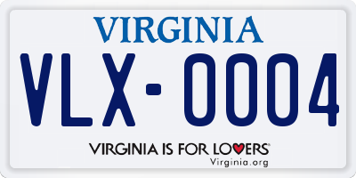 VA license plate VLX0004