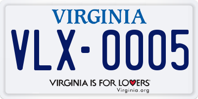 VA license plate VLX0005