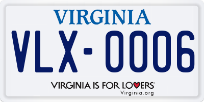 VA license plate VLX0006