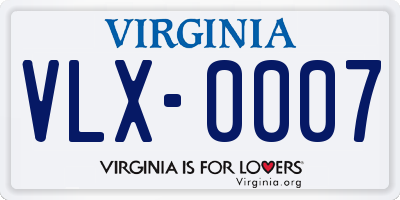 VA license plate VLX0007