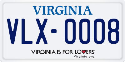 VA license plate VLX0008