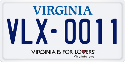 VA license plate VLX0011