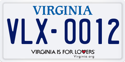 VA license plate VLX0012