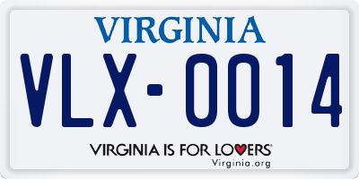 VA license plate VLX0014