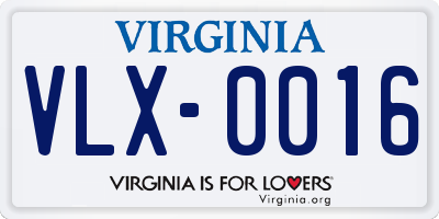 VA license plate VLX0016