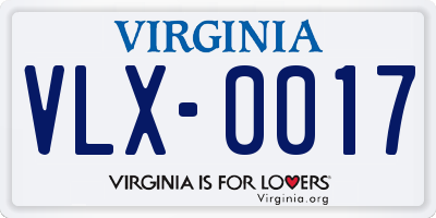 VA license plate VLX0017