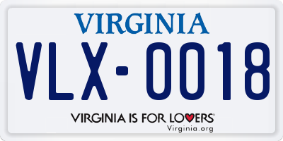 VA license plate VLX0018