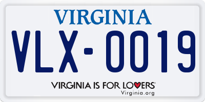 VA license plate VLX0019