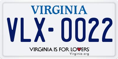 VA license plate VLX0022