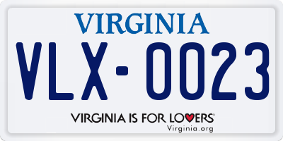 VA license plate VLX0023