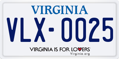 VA license plate VLX0025