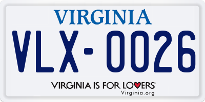 VA license plate VLX0026