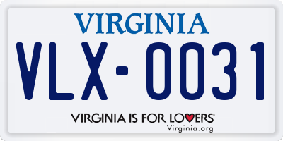 VA license plate VLX0031