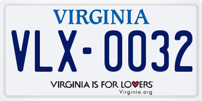 VA license plate VLX0032