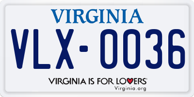 VA license plate VLX0036