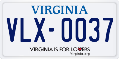 VA license plate VLX0037