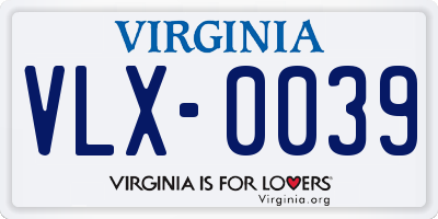 VA license plate VLX0039