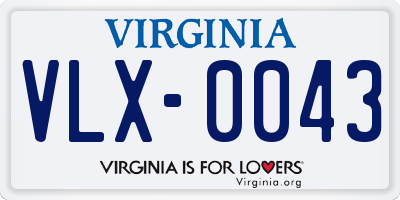 VA license plate VLX0043