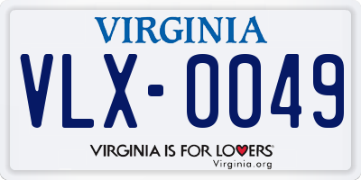 VA license plate VLX0049