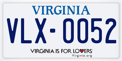 VA license plate VLX0052