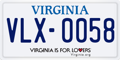 VA license plate VLX0058