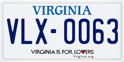 VA license plate VLX0063