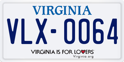 VA license plate VLX0064