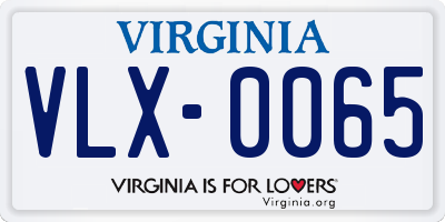 VA license plate VLX0065